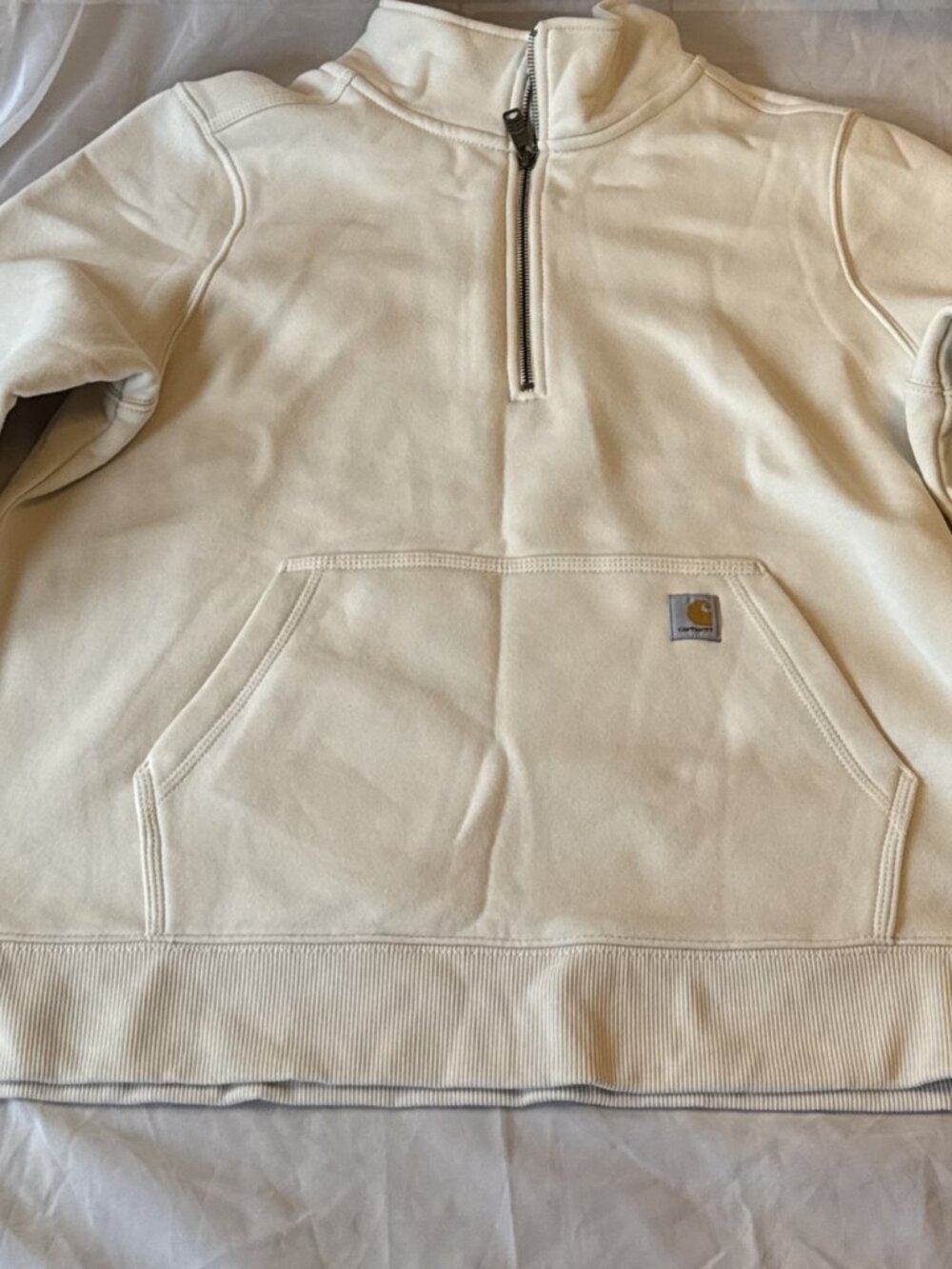 Carhartt Women's Quarter-Zip Fleece Sweatshirt Cream Size XL (16-18)